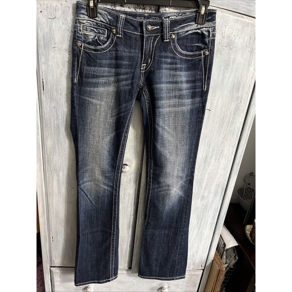 Miss me Boot cut distressed medium wash jeans Y2K Sz 28 - Picture 2 of 7